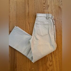 Zara Cream Denim high rise straight leg ankle jeans size 6